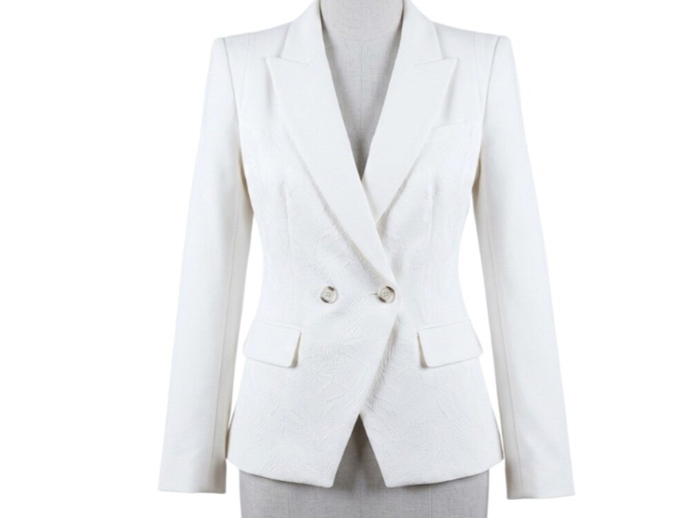 Veronica Beard Double-Breasted Dickey Blazer in White - Size 6